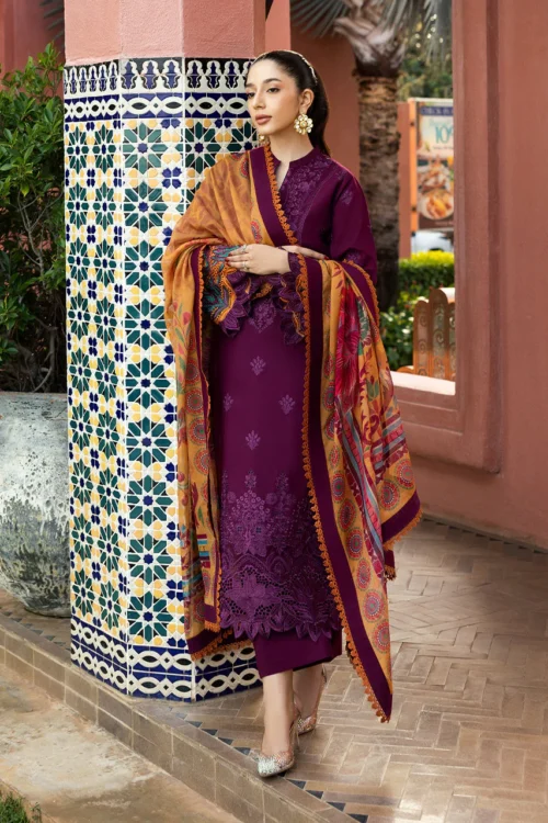 Zainab Chottani Chikankari 25 | Elegant Purple | Unstitched | Festive wear| Nia - 6B | 3 pc set.