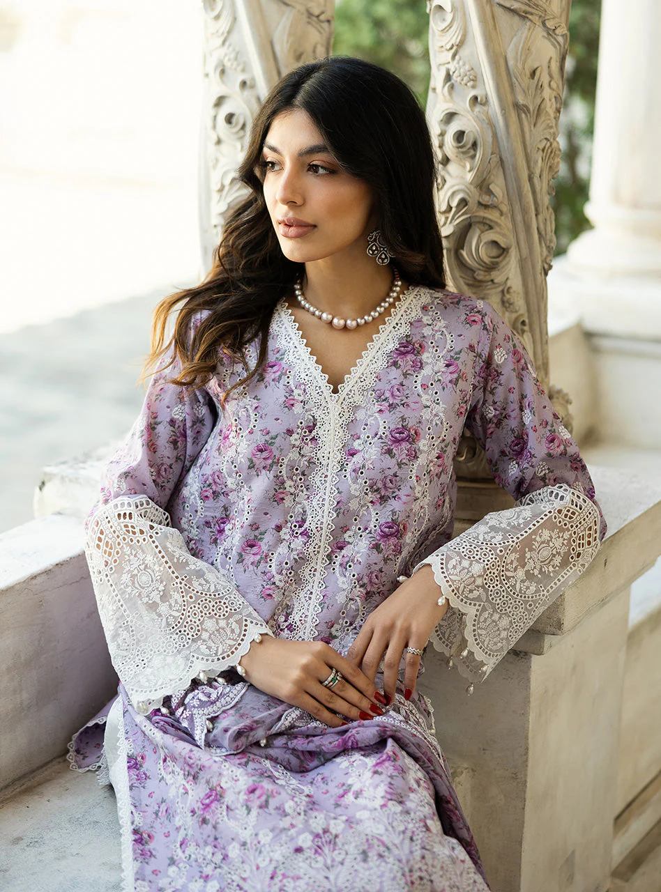 Zainab Chottani Chikankari 25 | Ethereal Lilac | Unstitched | Festive wear| Lamia - 9B |  3 pc set. - Image 2