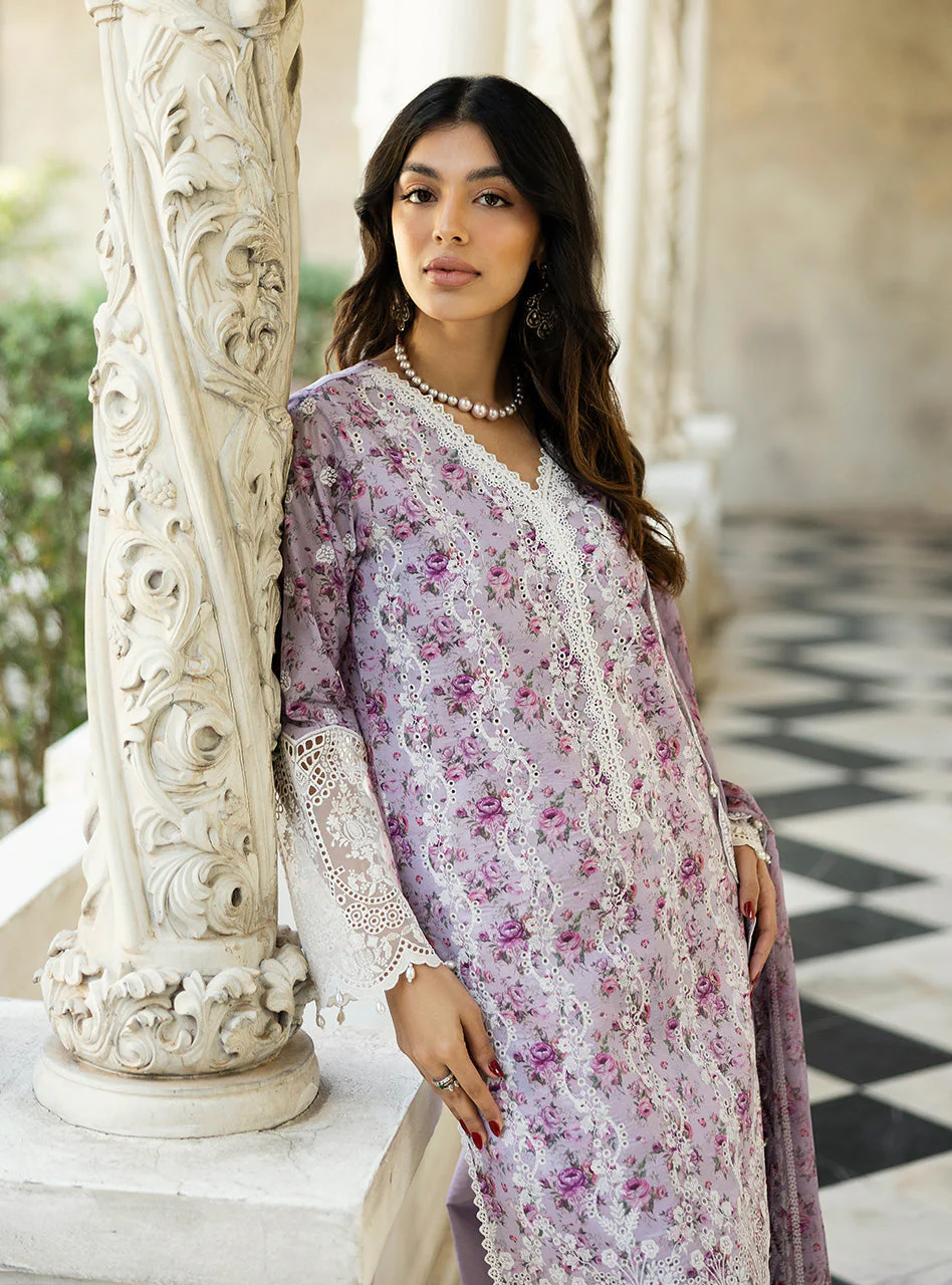 Zainab Chottani Chikankari 25 | Ethereal Lilac | Unstitched | Festive wear| Lamia - 9B |  3 pc set. - Image 6
