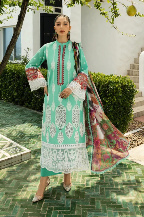 Zainab Chottani Chikankari 25 | Mint Green | Unstitched | Festive wear| Rayne - 12B | 3 pc set.