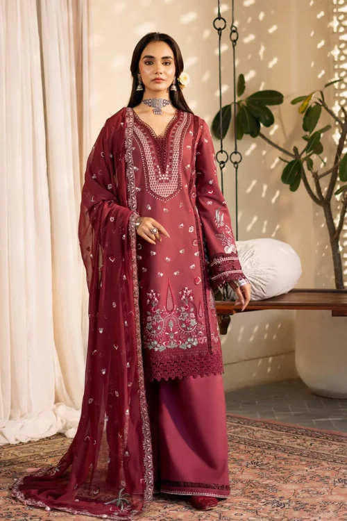 Zarposh D04 'Magenta' Sajni Lawn Edit '25 Unstitched Festive Wear - Nayirah | 3pc set.