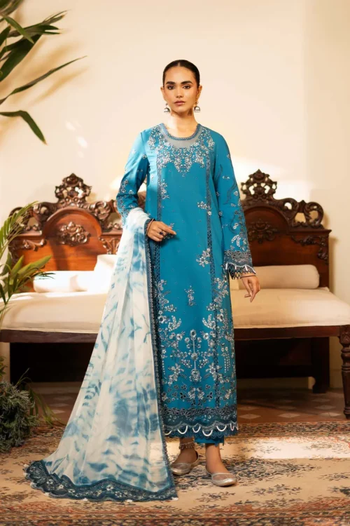 Zarposh D05 'Zinc' Sajni Lawn Edit '25 Unstitched Festive Wear - Azal | 3pc set.