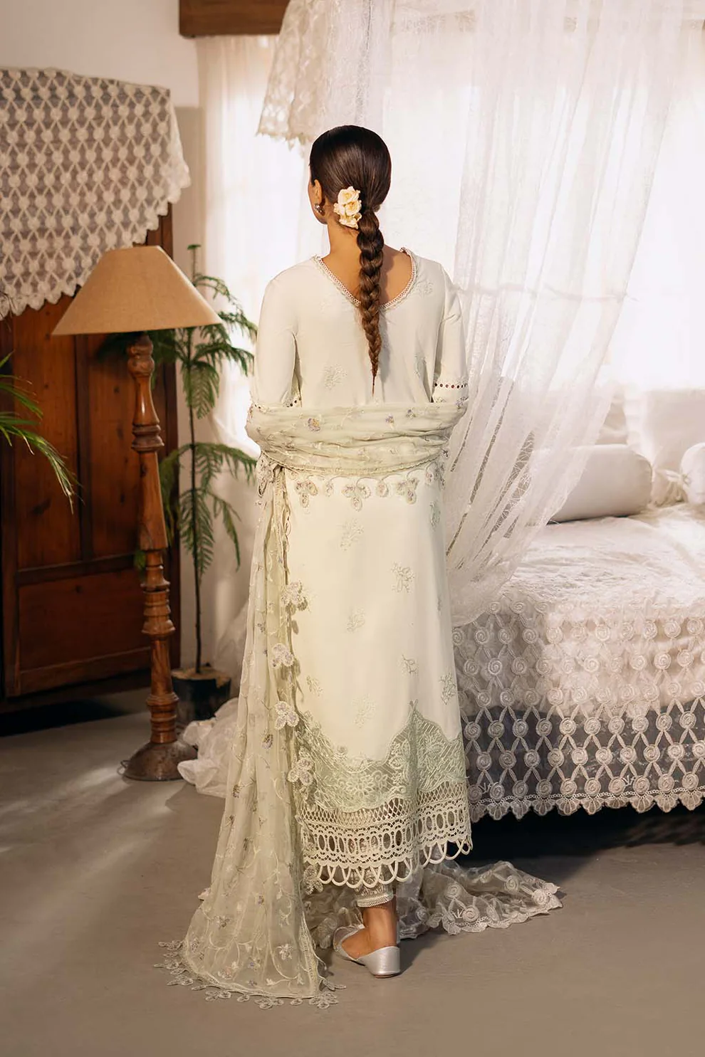 Zarposh D08 'Pista' Sajni Lawn Edit '25 Unstitched Festive Wear - Zarina | 3pc set. - Image 2