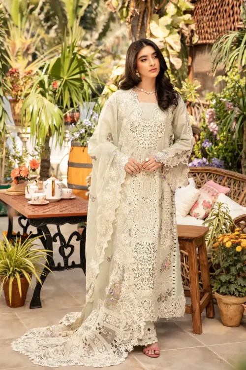 ELAF Luxury Lawn 2025 "Mint Green" – Premium Formal Lawn 3PC Dress | Sanaa ELM-1B