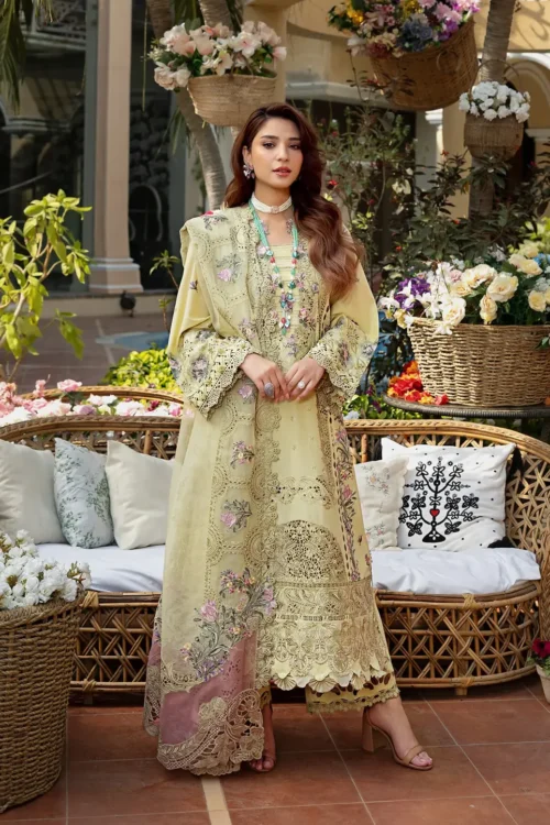 ELAF Lawn 2025 "Apple Green" – Designer Unstitched 3PC Festive Formal Attire | Bahaar ELM-3A