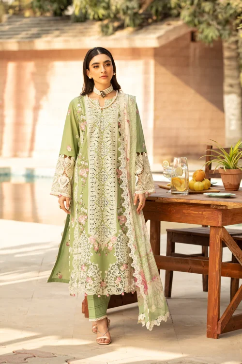 ELAF Fizzah ELM-08 'Pale Green' Luxury Lawn 25 | Elegant Unstitched 3 Piece Suit