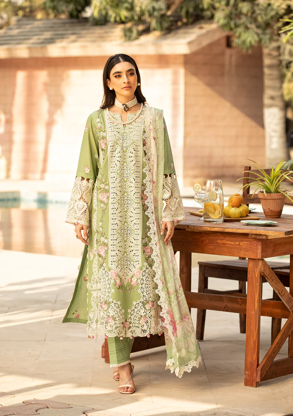 ELAF Fizzah ELM-08 'Pale Green' Luxury Lawn 25 | Elegant Unstitched 3 Piece Suit