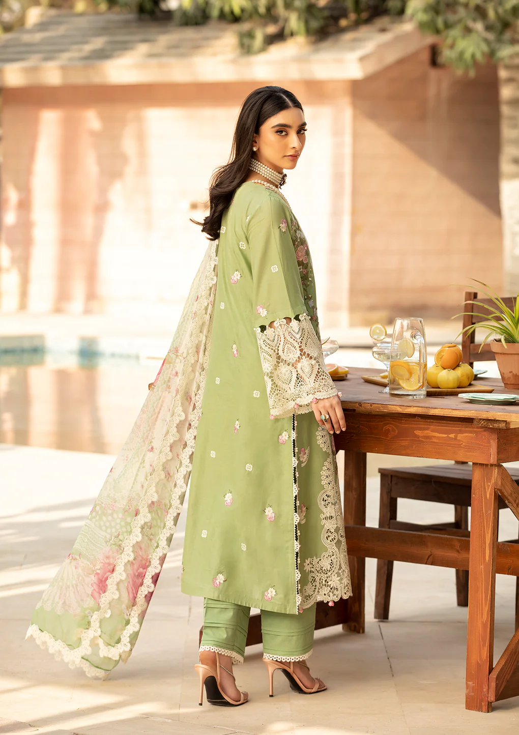 ELAF Fizzah ELM-08 'Pale Green' Luxury Lawn 25 | Elegant Unstitched 3 Piece Suit - Image 2