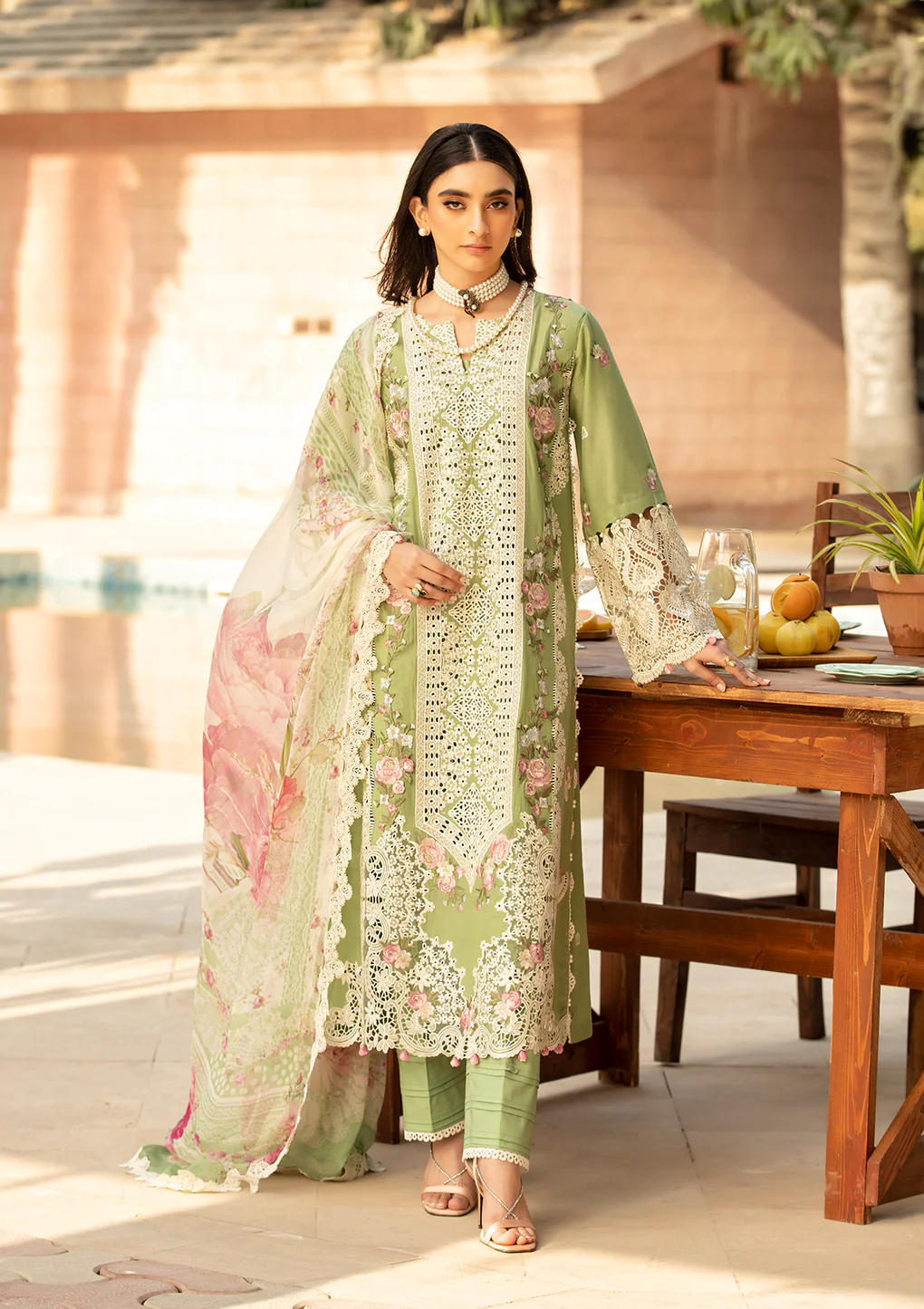 ELAF Fizzah ELM-08 'Pale Green' Luxury Lawn 25 | Elegant Unstitched 3 Piece Suit - Image 3