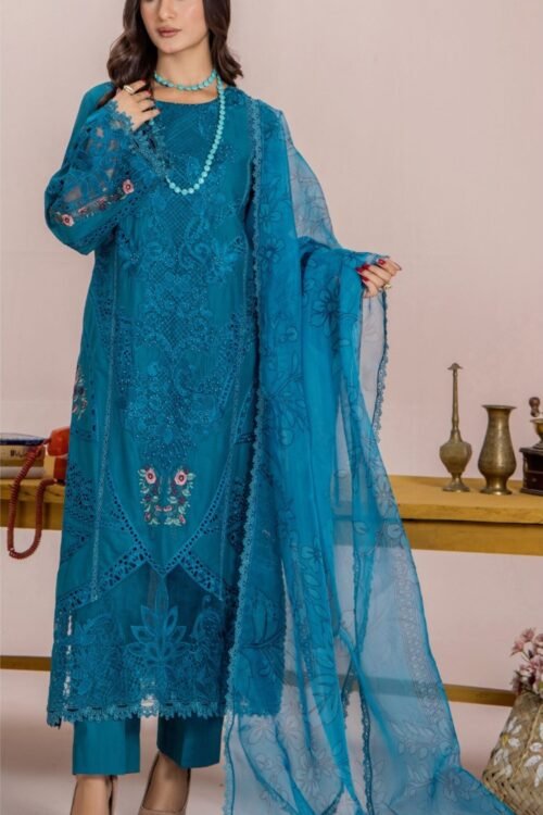 Adan's Libas Fareed Hussan Stitched 'Blue' Lawn | 3 Pcs.