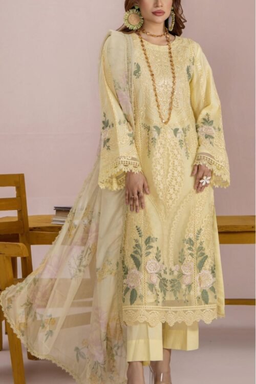 Adan's Libas Fareed Hussan Lawn 'Lemon' Stitched | 3 Pcs.