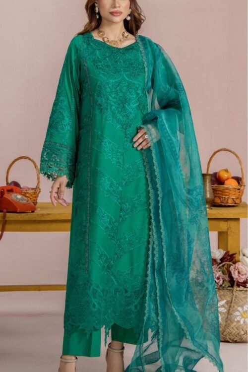 Adan's Libas Fareed Hussan Stitched Lawn 'Bottle Green' | 3 Pcs.