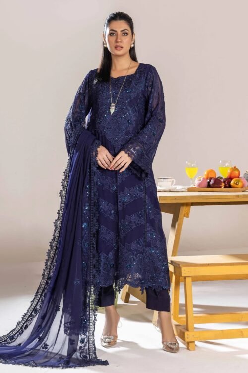 Adan's Libas Zoya By Jasmin Chiffon vol-4 "Blue" Stitched Suits | 3ps Set
