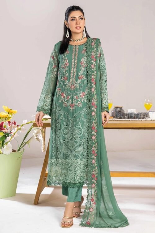 Adan's Libas Zoya By Jasmin Chiffon vol-3 "Green" Stitched Formal Festive Wear | 3 piece