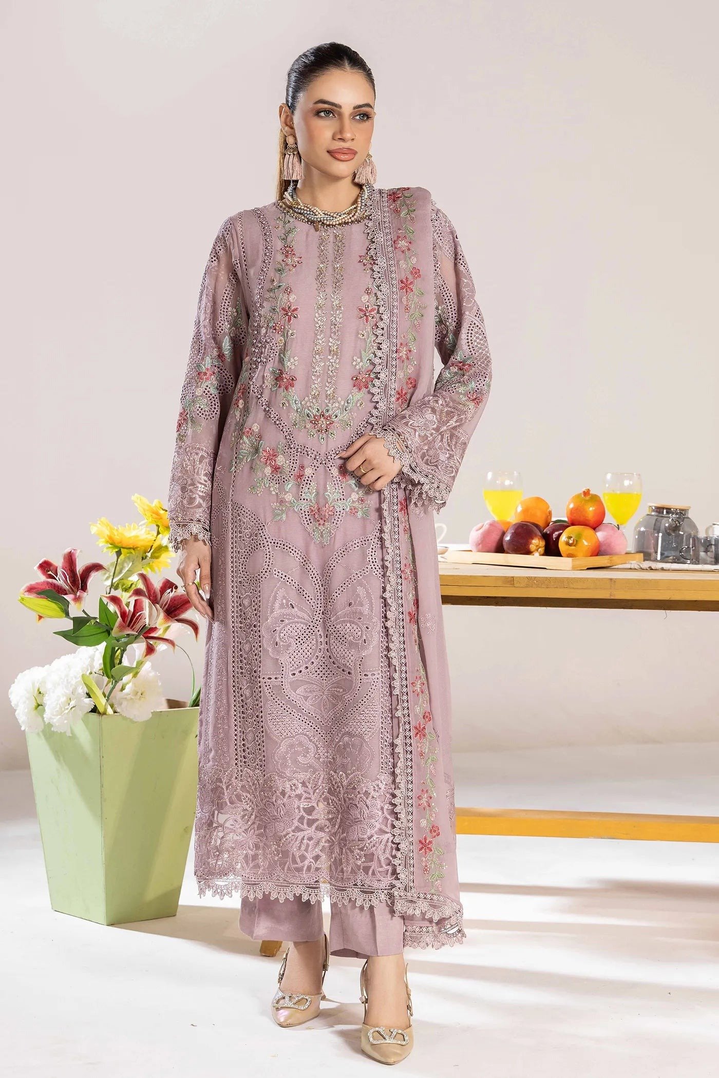 Adan's Libas Zoya By Jasmin Chiffon vol-3 "Pink" Stitched Formal Festive Wear | 3 piece