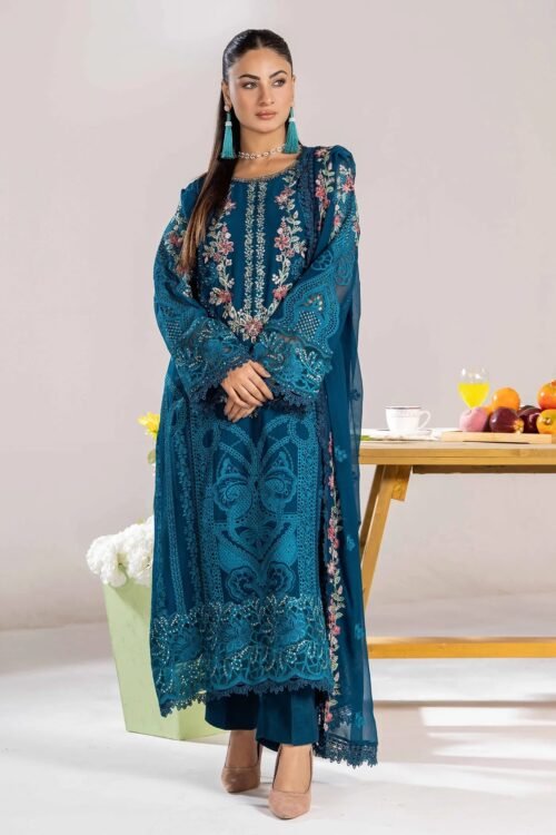 Adan's Libas Zoya By Jasmin Chiffon vol-3 "Blue" Stitched Formal Festive Wear | 3 piece