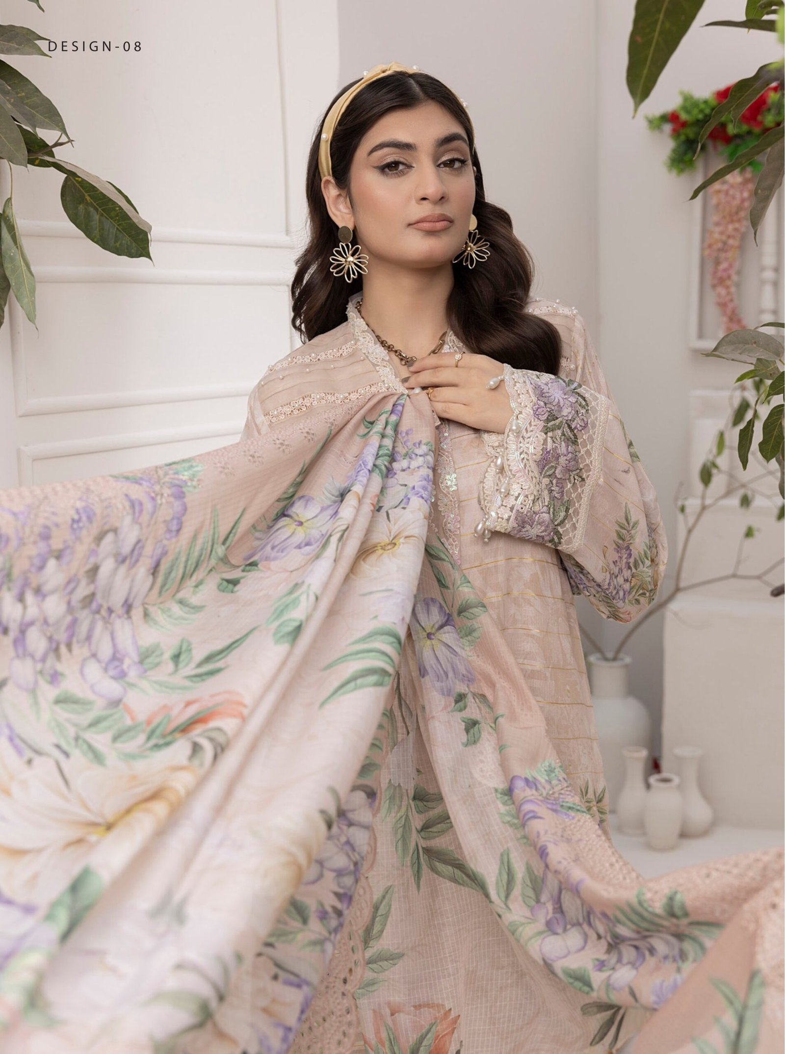 Adan's Libas Zalea Cuvic Jauguard "Pink" Stitched Dress | 3 Pcs. - Image 2