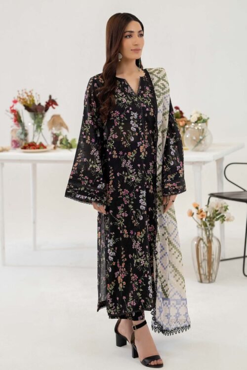 Adan's Libas D02 'Black' Cotton Prints RTW 3-Piece Set