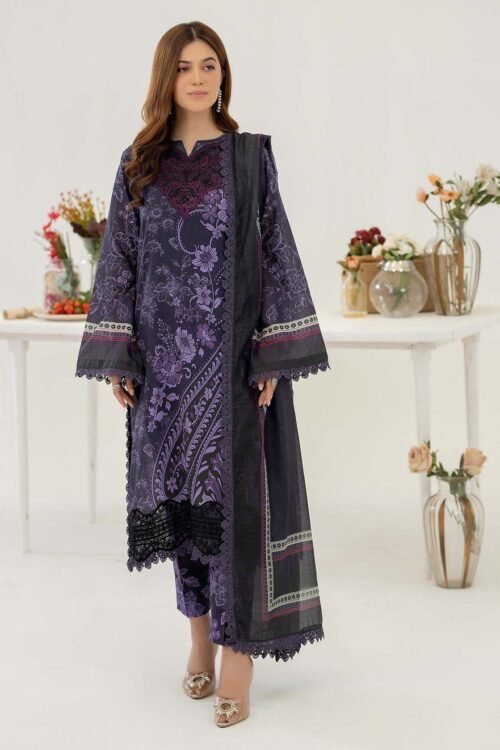 Adan's Libas Cotton Prints 'Purple' D04 Ready-To-Wear 3-Piece Women Dress