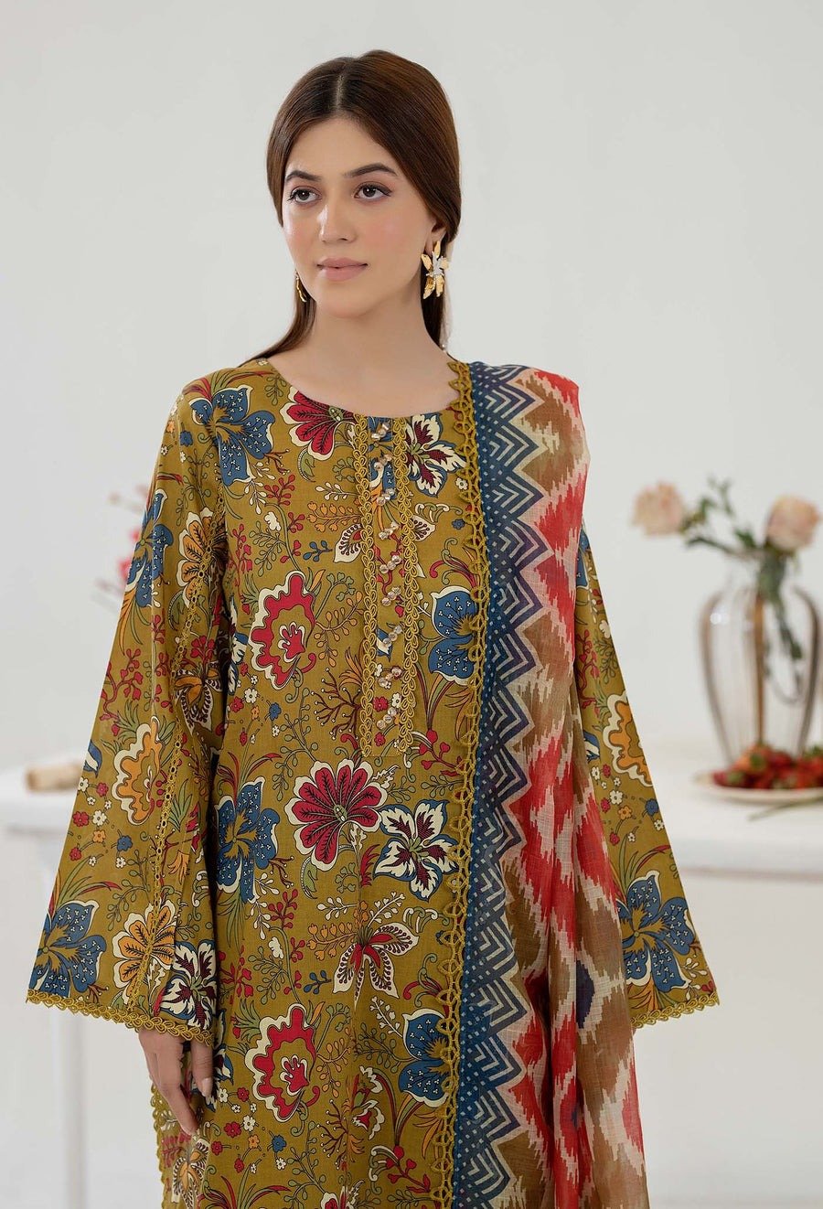 Adan's Libas D11 'Green' Cotton Prints Ready-To-Wear 3-Piece Ladies Suit - Image 2