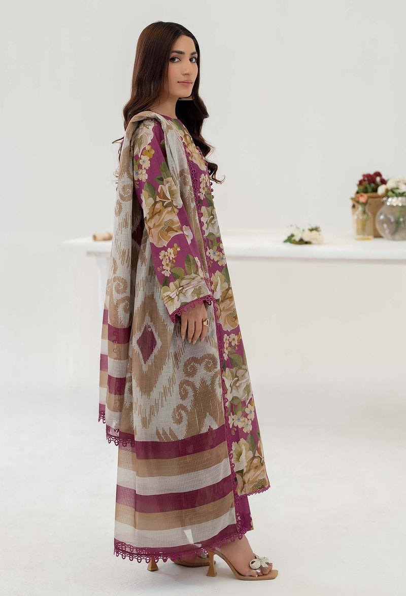 Adan's Libas D14 'Dark Pink' Cotton Prints Ready-To-Wear 3-Piece Dress - Image 2