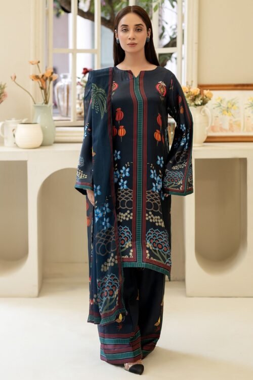 Adan's Libas Silk Vol-01 Stitched Dress 'Blue' | 3 Pcs.