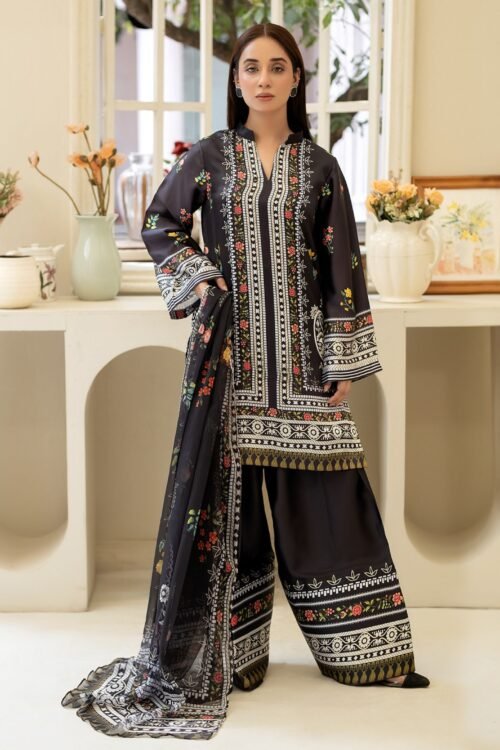 Adan's Libas Silk Vol-01 Stitched Dress 'Black' | 3 Pcs.