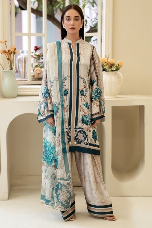 Adan's Libas Silk Vol-01 Stitched Dress 'White' | 3 Pcs.