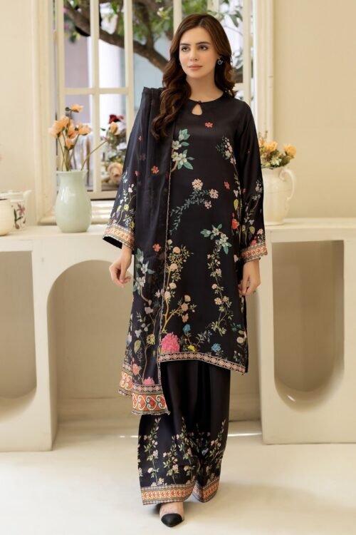 Adan's Libas Silk Vol-01 'Black' Stitched Dress | 3 Pcs.