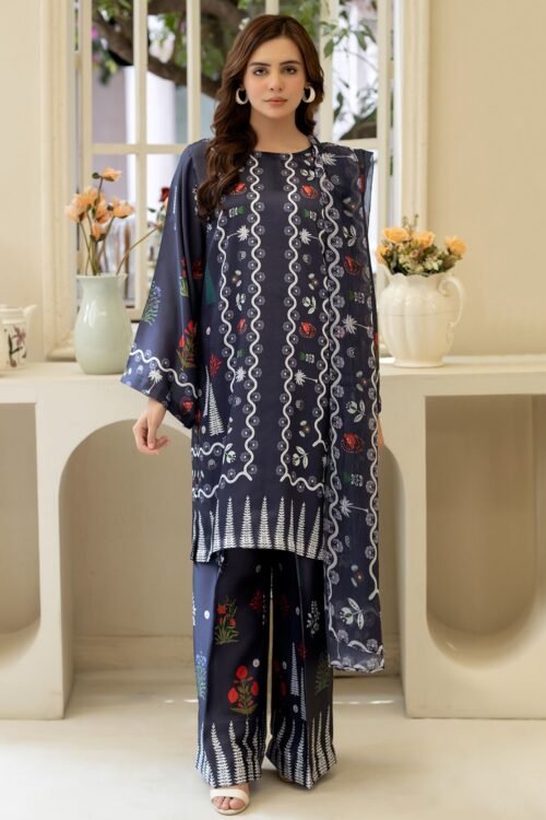 Adan's Libas Silk Vol-01 'Black' Stitched Dress | 3 Pcs.