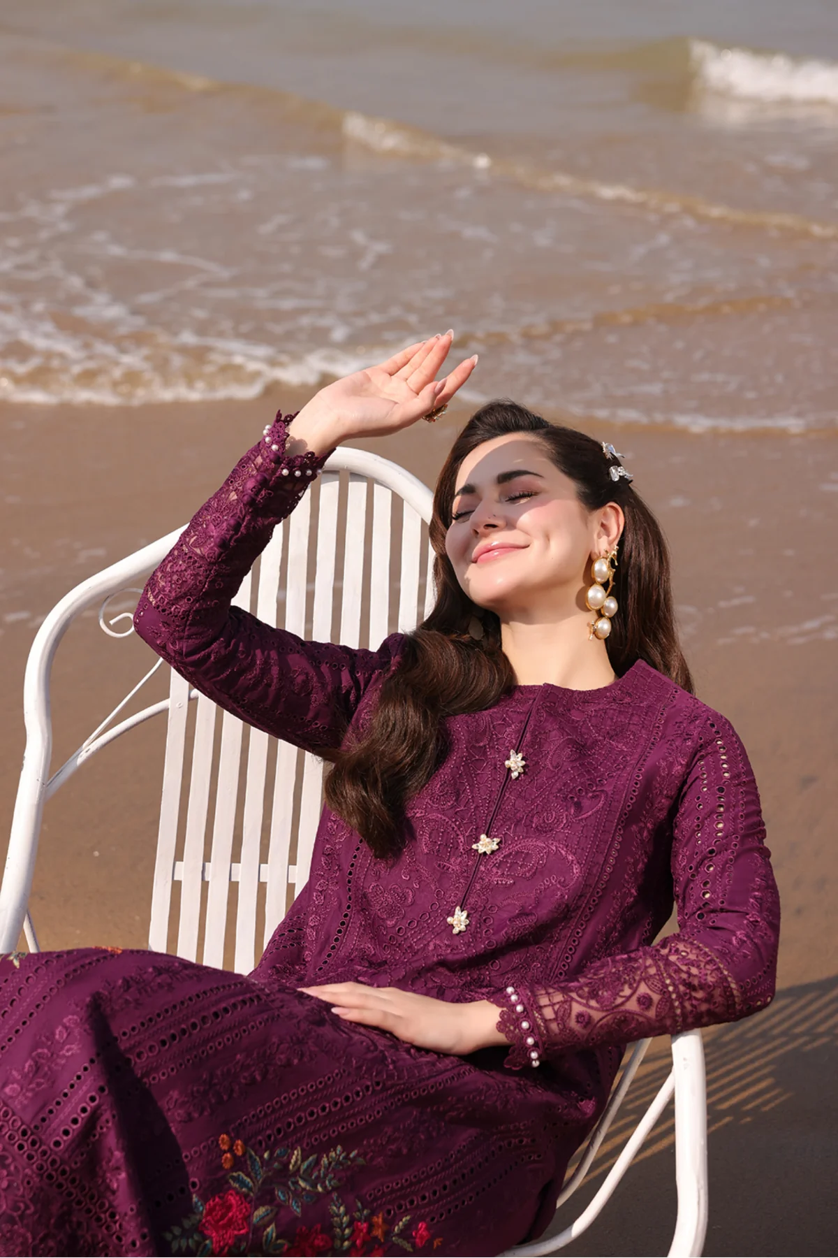 Imrozia Serene | Hania Collection '25 | Lawn | Plum | Stitched | 3pc - Image 3