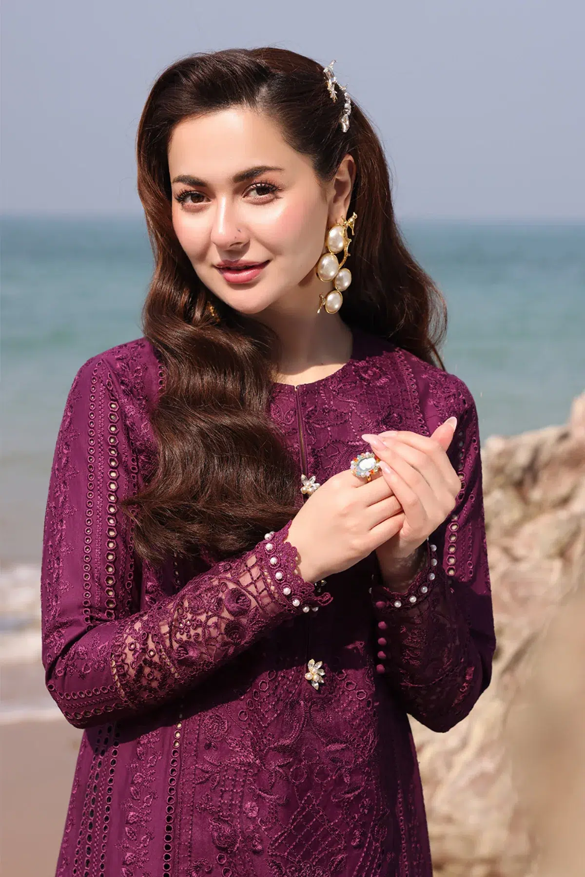 Imrozia Serene | Hania Collection '25 | Lawn | Plum | Stitched | 3pc - Image 4