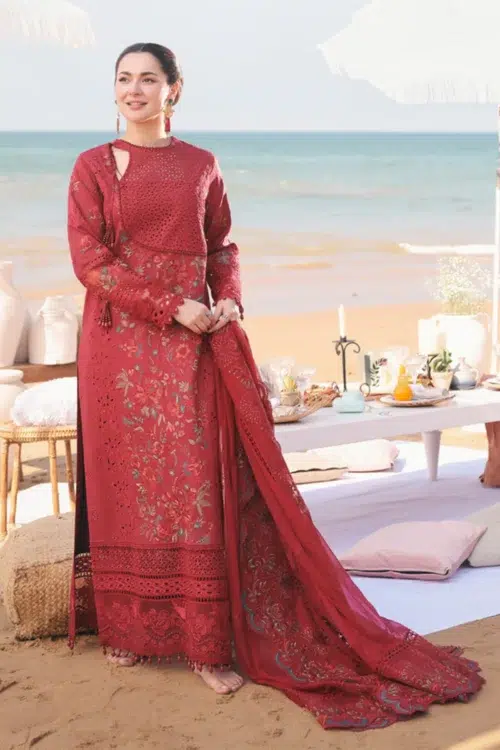 Imrozia Serene | Hania Collection '25 | Lawn | Chili-Red | Stitched | 3pc
