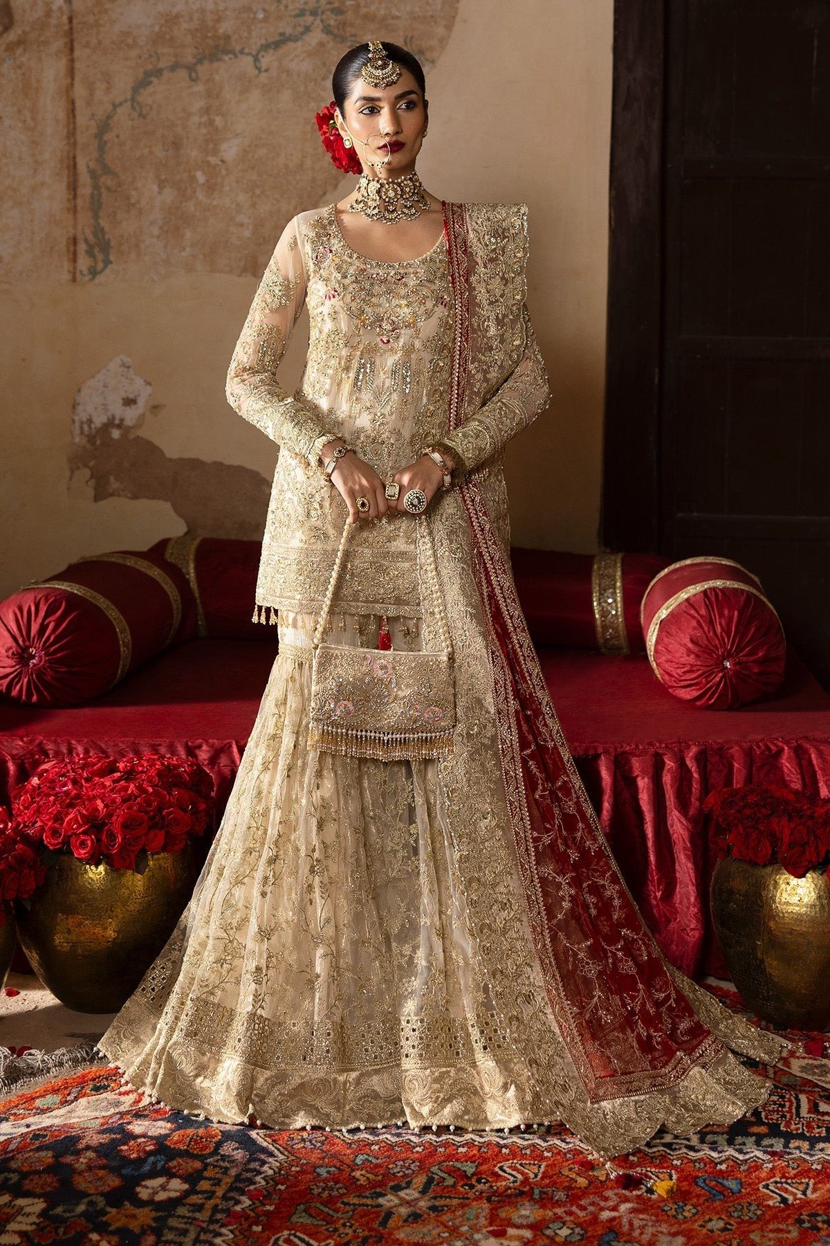 Imrozia Pemaan Jashn Bridal Edit '25 - White Dress | Chiffon Fabric | 3Pc