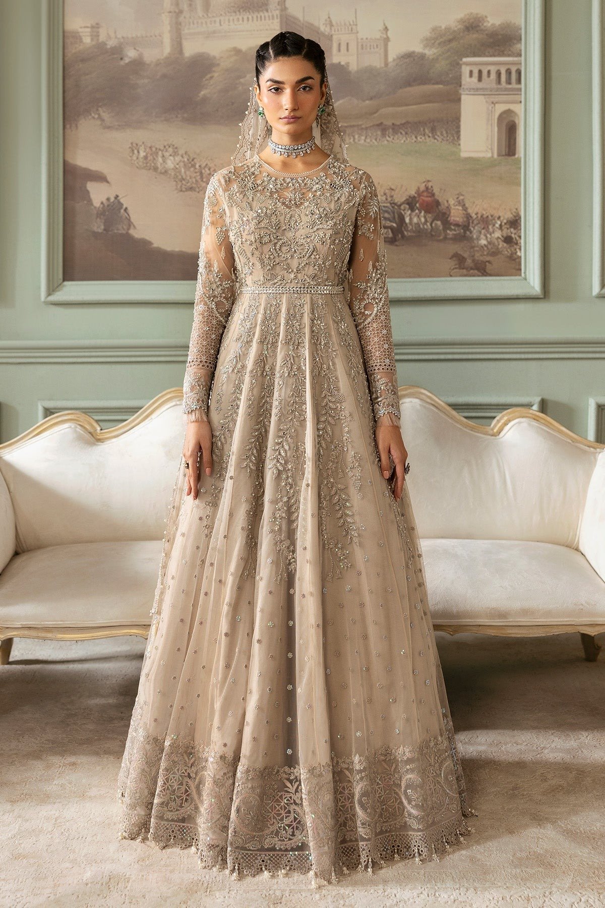 Imrozia Jashn Bridal Edit '25 - 'Tabaan' | Chiffon | Silver Color - 3Pc