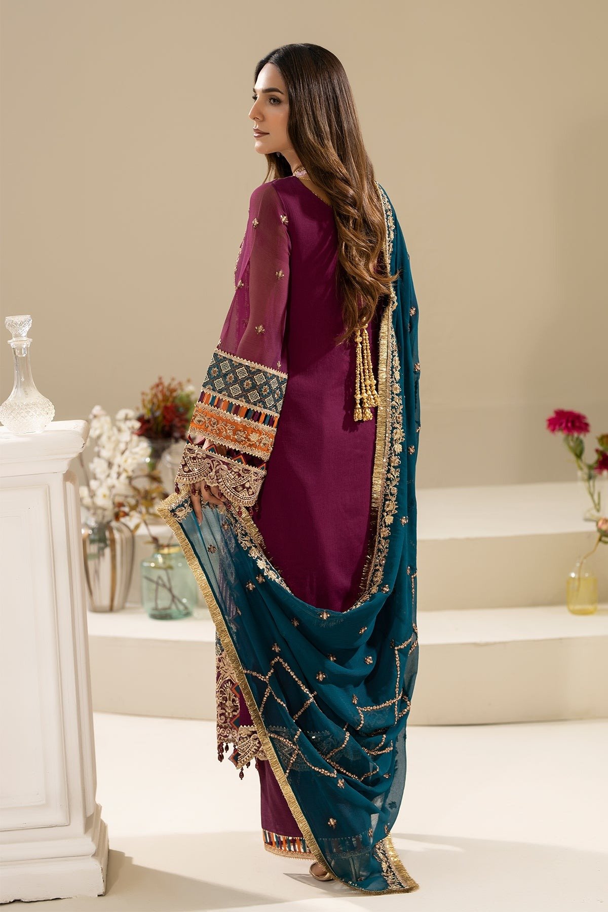 Imrozia Nicha Luxury Chiffon Edit 25 'Indigo' Zehak Stitched 3 pc - Image 4