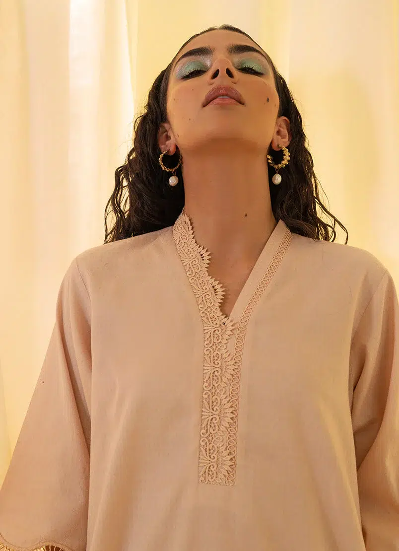 Image Spring Basics 25 Collection Textured Stitched Co-ord Set Jacquard "Tan Peach" 2 pc. - Image 4