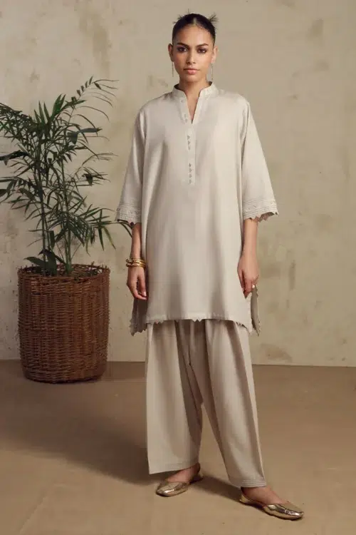 Image Spring Basics 25 Collection Textured Co-ord Set Dobby "Light Grey" Stitched 2 pc.