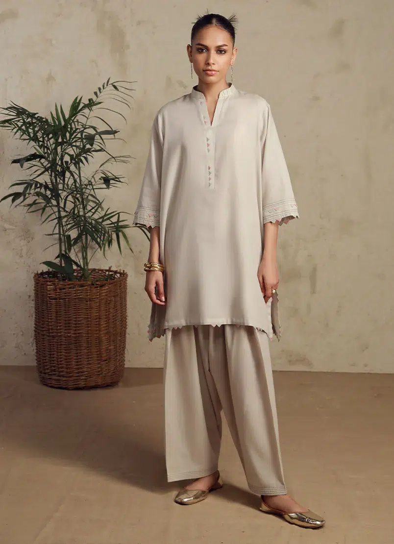 Image Spring Basics 25 Collection Textured Co-ord Set Dobby "Light Grey" Stitched 2 pc.