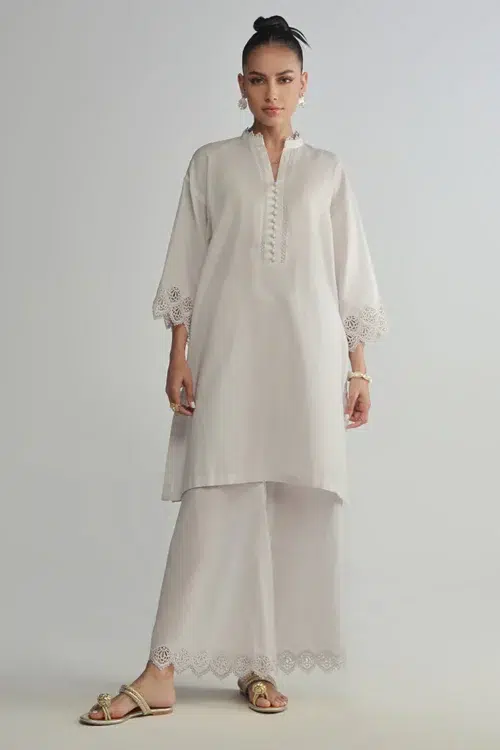 Image Spring Basics 25 Collection Jacquard "Ash Grey" Stitched Textured Co-ord Set 2 pc.