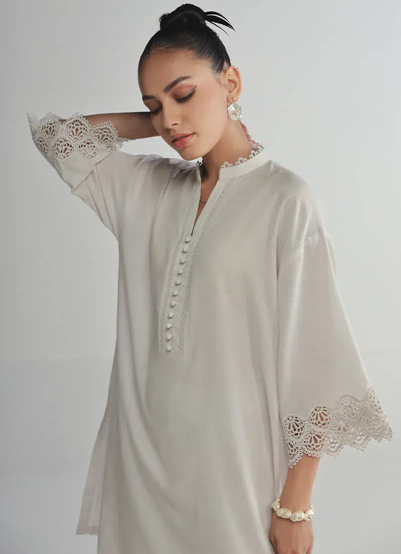 Image Spring Basics 25 Collection Jacquard "Ash Grey" Stitched Textured Co-ord Set 2 pc. - Image 2