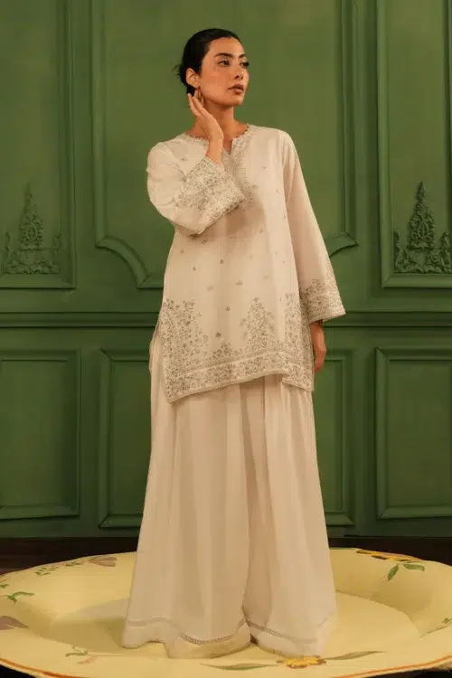 Image Spring Pret '25 Embroidered Kurta Off White Pure Cotton | 1 pc.