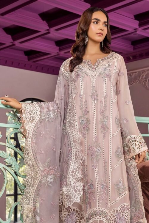 Adan's Libas Ronak-E-Mehal 011 Stitched 'Lavender' Chiffon | 3 Pcs.