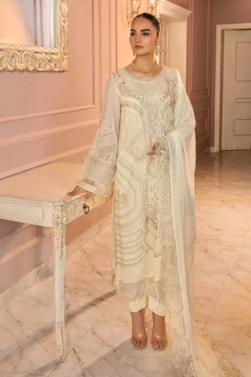 Adan's Libas Ronak-E-Mehal 015 Chiffon 'White' Stitched | 3 Pcs.