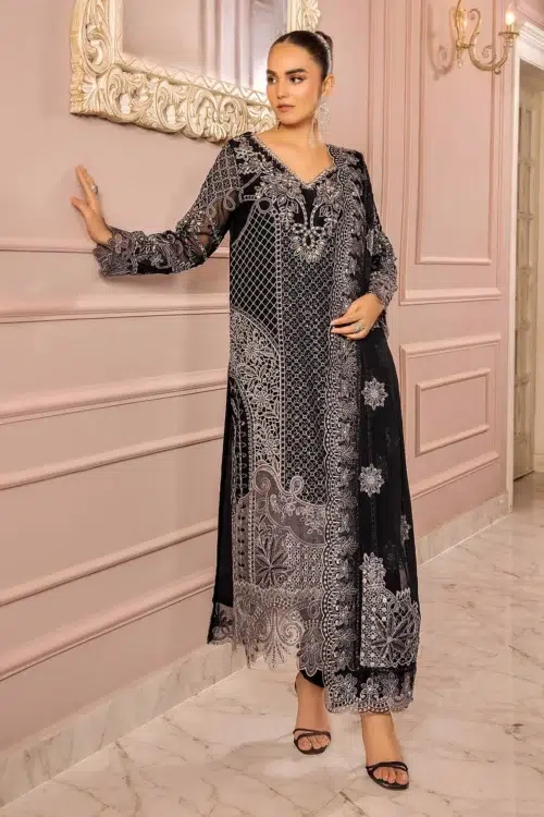 Adan's Libas Ronak-E-Mehal 017 Stitched 'Black' Chiffon | 3 Pcs.