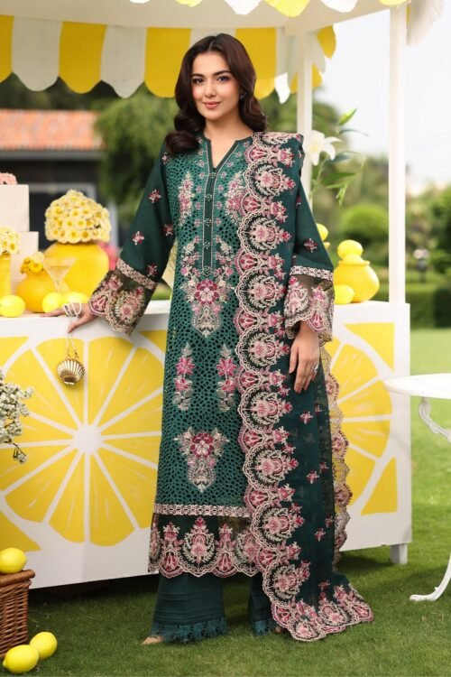 Imrozia Serene | Hayam Luxury Lawn'25 "Bottle Green" Stitched | Amal | 3 pc