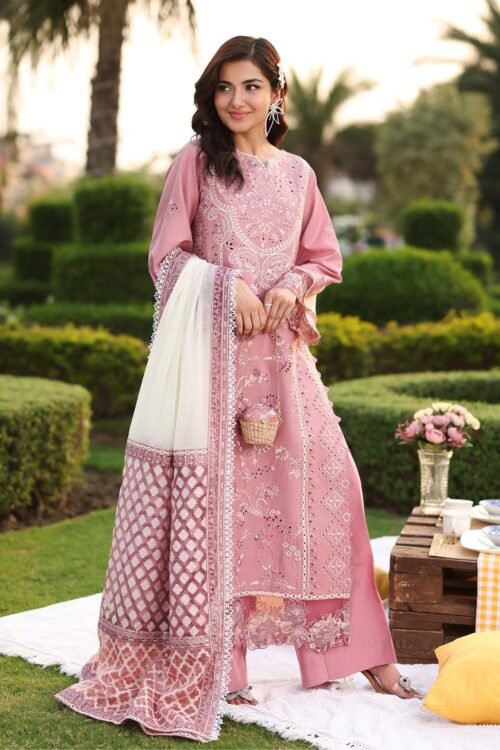 Imrozia Serene | Hayam Luxury Lawn'25 | Stitched | Pink | Isra | 3 pc