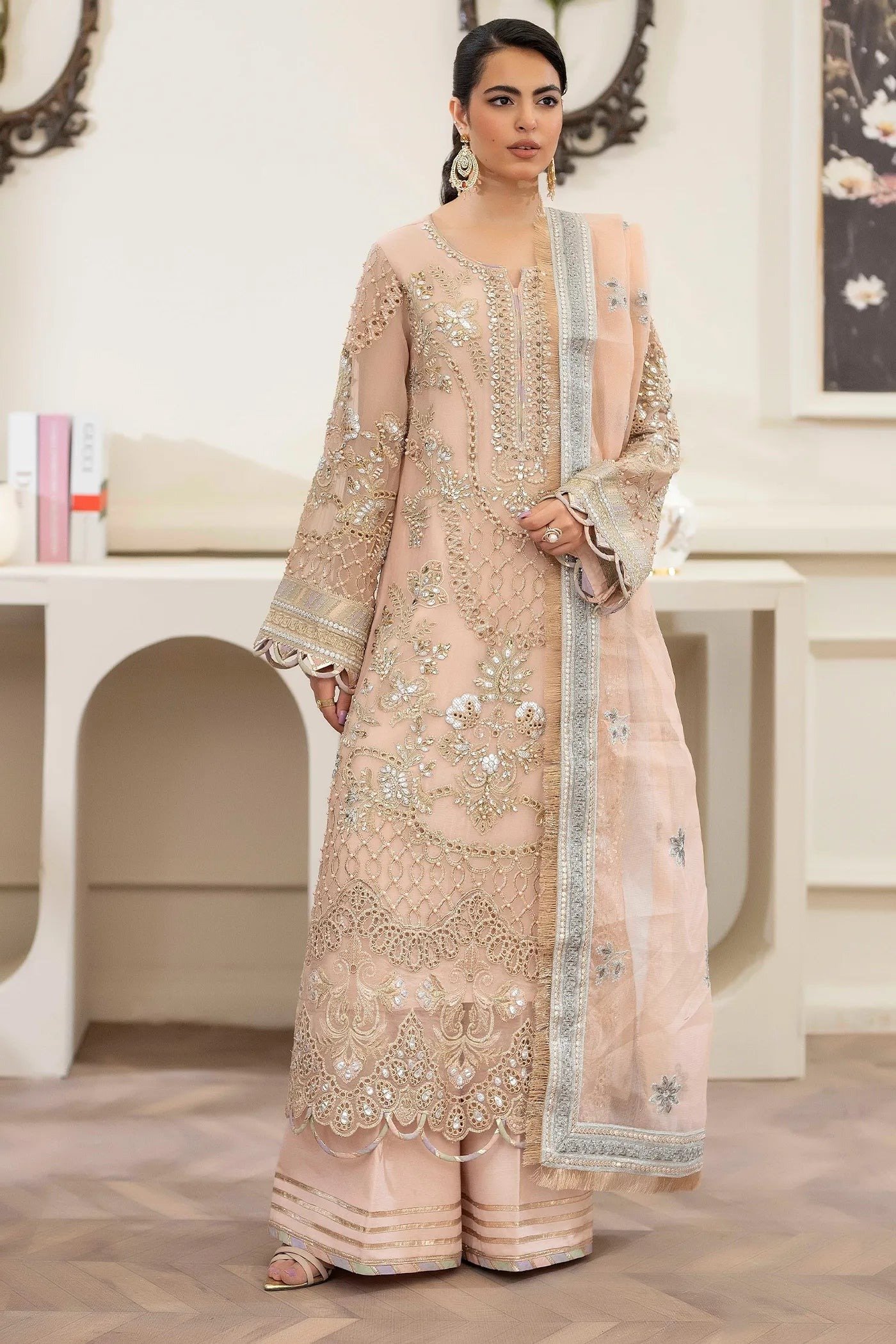 Adan's Libas Saleeqa Chiffon-01 "Peach" Stitched Wedding Collection | 3 Pcs