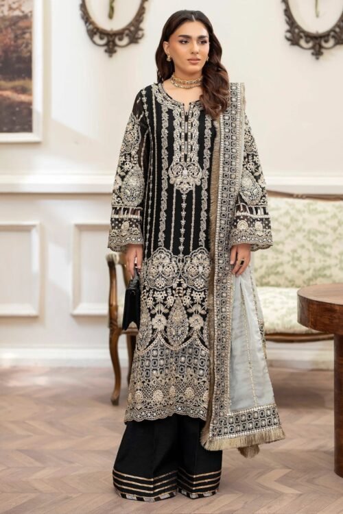 Adan's Libas Saleeqa Chiffon-05 "Black" Stitched Wedding Collection | 3 Pcs