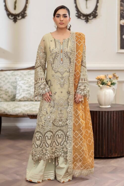 Adan's Libas | Saleeqa Chiffon Vol-2 "Beige" Stitched Wedding Collection | 3 Pc